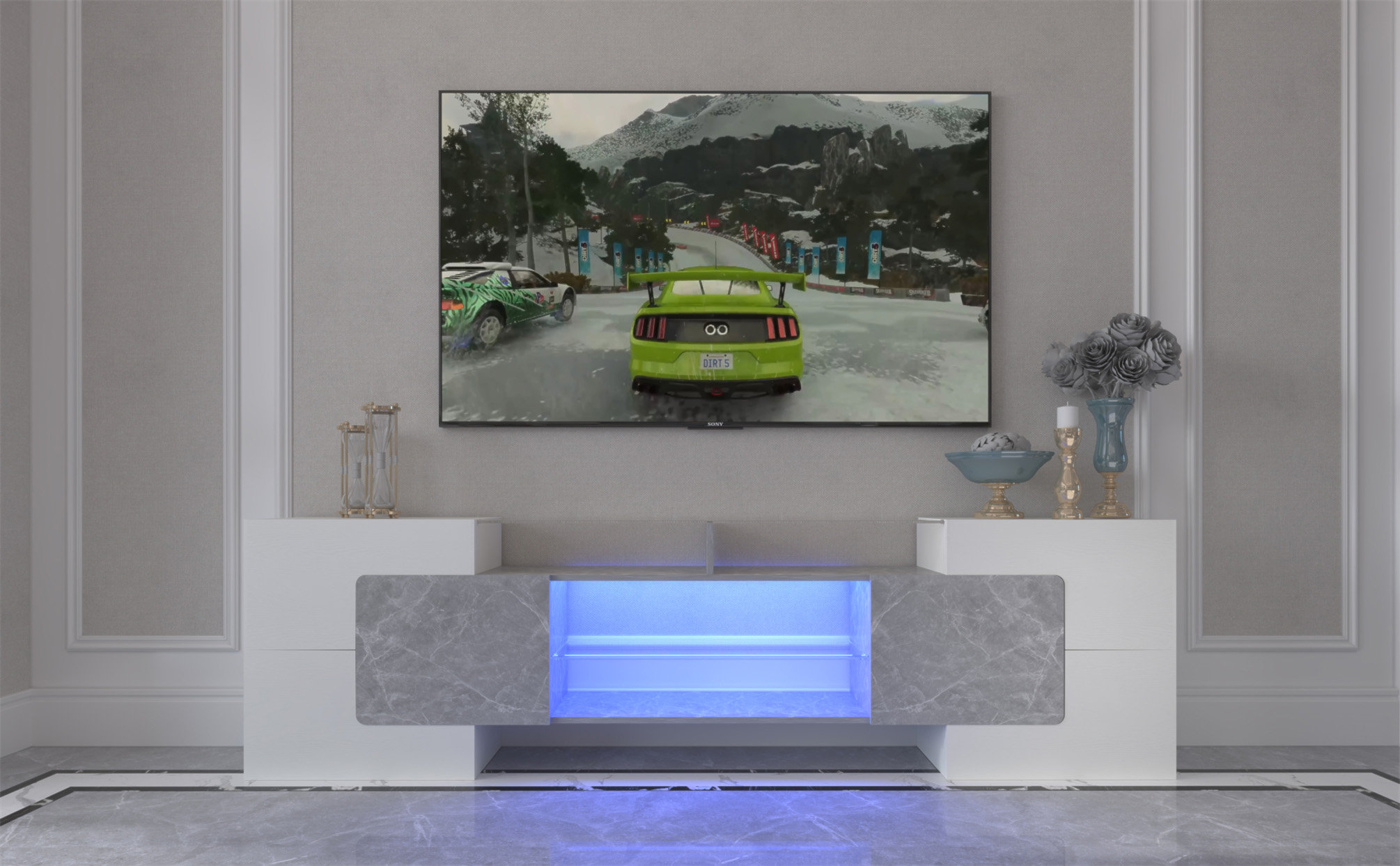 Ivy Bronx [Video] TV Console With Storage Cabinets, Long LED TV Stand ...